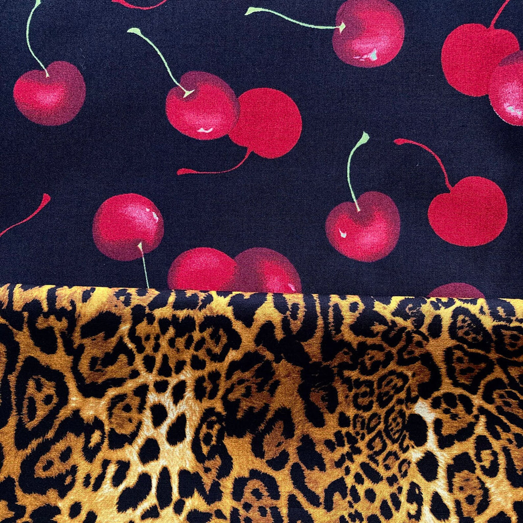 Hair tie  with cherries and leaopard print