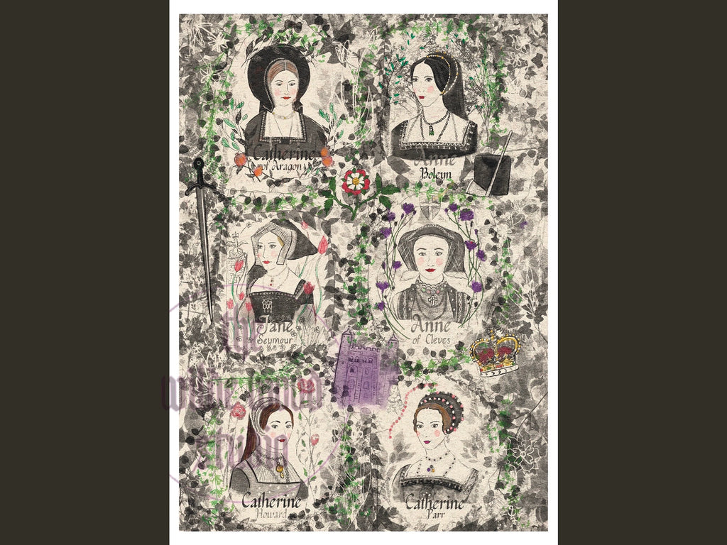 Art print of the wives of Henry the eighth